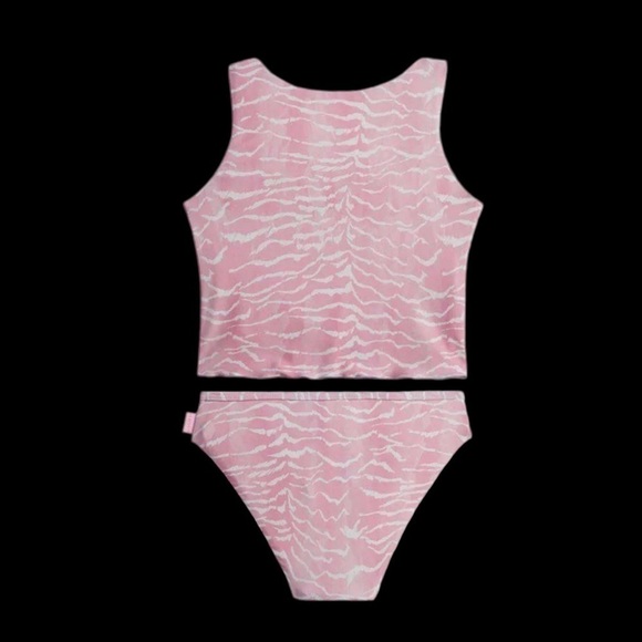 🌻NEW (w/tags) Seafolly Girls Pink & White Zanzibar Zebra Tankini Bottoms Set - Picture 4 of 10